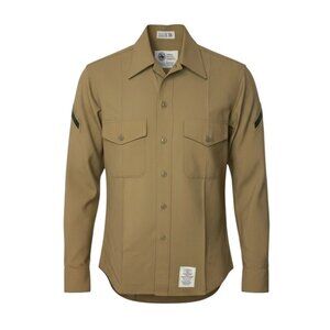 USMC Military Issue Mens Long Sleeve Uniform Shirt DLA Khaki M-1 Valor Sz 15.5